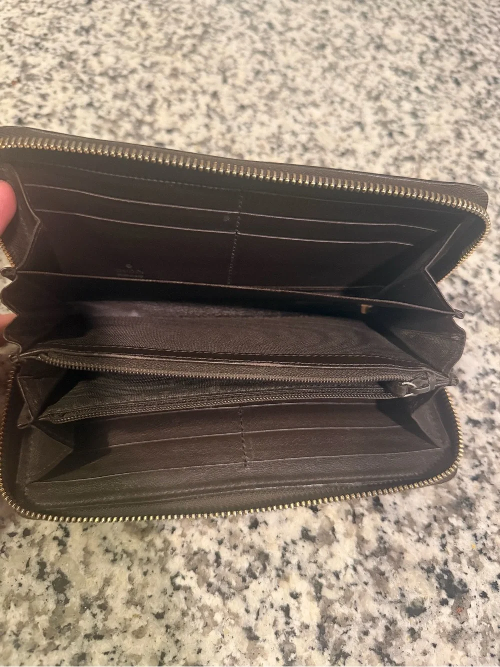 Gucci Brown GG Canvas and Dark Brown Leather Zip Wallet - Picture 3 of 6
